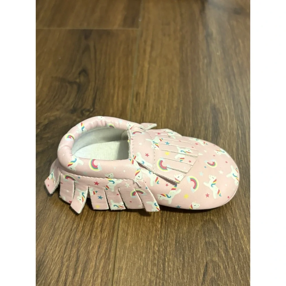 Unicorn Dreams Pink Unicorn Rainbow Moccasin Baby Shoes US 4 12-18 Months